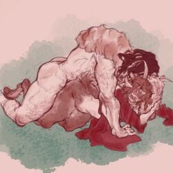 1boy1girl fear_and_hunger flushed_face gentle goat_girl goat_horns half_animal hooves oc ragnvaldr ragnvaldr_(fear_and_hunger) satyr self_insert size_difference tongue_out