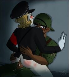 2boys blonde_hair dark-skinned_male dark_skin gay gay_anal gay_sex history interracial light-skinned_male light_skin male male/male male_only military military_uniform militaryboiz nazi nazi_uniform peaked_cap ss_uniform world_war_2 ww2