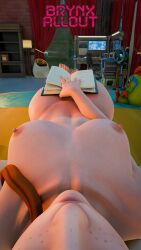 1girls 3d 3d_render armpits blizzard_entertainment book brigitte brigitte_lindholm brynx crossed_legs erect_nipples feet female fit fit_female freckles freckles_on_face french_nails lying_on_back lying_on_bed navel nipples nude nude_female orange_hair overwatch pink_nipples pov pubes pubic_hair pubic_hair_peek shoulder_tattoo sidelocks tagme tattoo thick_thighs thin_waist toes