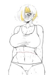 big_breasts kromer_(limbus_company) limbus_company project_moon sweating tagme