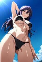 1girls ai_generated bikini black_bikini kreivan sheena_fujibayashi solo swimsuit tales_of_(series) tales_of_symphonia