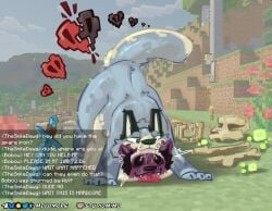absurd_res ambiguous_gender anthro anthro_on_feral bandage bandaged_head belly big_belly black_sclera bone canid canine canis catnap_(poppy_playtime) digestion domestic_cat duo english_text experience_points fatal_vore felid feline felis feral feral_pred feral_predator fur gameplay_mechanics hair health_points hi_res losing_health male male/ambiguous mammal microsoft minecraft mivomore mob_entertainment mojang partially_inside perma_vore poppy_playtime purple_body purple_fur scared screencap screencap_background smiling_critters text theo_(g1gglebug) vore wolf xbox_game_studios zoophilia