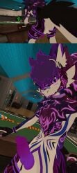 3d 3d_(artwork) backsack betawolfie canine_genitalia canine_penis collar furred_dragon harness looking_at_viewer novabeast penis pool_table vrchat vrchat_avatar