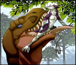 anthro dinosaur fangs jungle pawpads penis re-re sergal silvergrin theropod tongue tyrannosaurus_rex vore