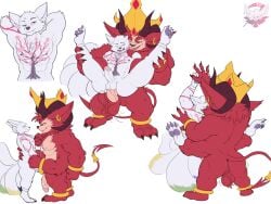 3_toes 4_arms 4_fingers 5_fingers anal anal_sex anthro ball_slap ball_tuft balls canid canine canis cherry_blossom cherry_blossom_tree cherry_tree collar demon dominant duo feet fennephilim_fox fingers flower fruit_tree fur genitals gold_(metal) gold_crown gold_ear_ring gold_jewelry golden_rings hair hi_res holding_both_legs horn humanoid_genitalia humanoid_penis jewelry kled_(lol) league_of_legends leash leashed_collar looking_at_another male male/male mammal multi_arm multi_limb multi_tail muscular muscular_male pawpads penetration penis pink_collar pink_eyes pink_tattoo plant prunus_(flower) purple_pawpads red_body red_eyes red_fur red_hair riot_games slap spear_tail tail tattoo tencent thorns toes tree tuft vein veiny_penis white_body white_fur wolf yordle