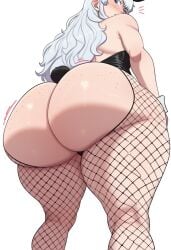 1boy 1femboy 2025 ai_generated alternate_version_available ass berserk big_ass bulge bunny_ears bunny_tail bunnysuit dat_ass dumptruck_ass femboy fishnets girly griffith huge_ass legwear leotard male pantyhose playboy_bunny simple_background themto695 thick_thighs thighs torn_legwear torn_pantyhose twink white_hair yamathegod_(style)