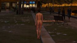 chitose_fujinomiya exhibitionism exhibitionist female female_focus female_only like_a_dragon_(series) mod naked naked_female no_panties nude nude_female screencap screenshot short_hair uncensored video_games walking_away