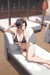 1girls ai_generated amamiya_misako bikini black_bikini black_hair classy classy_female mature_female milf solo taboo_charming_mother wife_hub