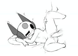 1girls antennae_(anatomy) blush blushing crying cum cum_in_pussy cum_inside facial_markings female female_focus female_penetrated iterator_(rain_world) laying_down laying_on_side leg_up looks_to_the_moon_(rain_world) motion_lines nonconsensual overstimulation pillow pussy pussy_juice pussy_juice_drip questionable_consent rain_world rape robot robot_girl robot_humanoid shaking tearing_up tears thigh_grab thrusting vaginal_penetration