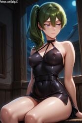 1girl 1girls ai_generated clothed clothes female female_only frieren_beyond_journey's_end green_hair looking_away medium_breasts navel_visible_through_clothes nipples_visible_through_clothing patreon ponytail purple_eyes salupai see-through see-through_clothing side_ponytail solo solo_female sousou_no_frieren thin_eyebrows ubel_(sousou_no_frieren) uncensored visible_nipples watermark