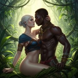 ai_generated ciri dark-skinned_male female interracial no_panties the_witcher_(series)