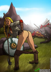 1girls alx_(fuckit) animal anus ass bent_over blonde_hair breasts dat_ass elephant eowyn female female_only gloves high_resolution hips large_breasts legs literature long_hair lord_of_the_rings mammal nipples pants presenting pussy shoes sideboob solo solo_female tagme thighs vagina