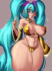 big_breasts big_butt big_thighs big_titties blue_eyes breasts clothing curvaceous curvaceous_female curvaceous_figure curvy curvy_figure curvy_hips cyan_hair female female_focus female_only fully_clothed golden_clothing hatsune_miku hatus juicy_pussy looking_at_viewer rubber twintails vocaloid