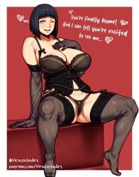 ai_assisted ai_generated big_breasts black_hair digital_drawing_(artwork) huge_breasts hyuuga_hinata hyuuga_hinata lingerie mature_female milf mommy naruto:_the_last naruto_(series) short_hair underwear viracochaart