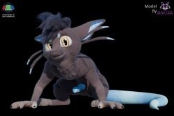 3_toes 3d_(artwork) 4_fingers all_fours anthro balls barbel_(anatomy) big_ears black_background blender_(artwork) blue_penis blue_tail claws countershading digital_media_(artwork) dragon english_text erection feet fingers flye fur genitals gloves_(marking) hair hi_res hybrid kangaroo knot looking_at_viewer low-angle_view macropod male mammal markings marsupial mouth_closed mythological_creature mythological_scalie mythology neonwabbit nude penis purple_body purple_fur rockyrcoon scales scalie simple_background smile solo spiky_hair tail text toes watermark yellow_eyes
