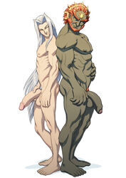 2boys abs barefoot boner color colored crossover dicks_out erection feet final_fantasy final_fantasy_vii flaccid full_body ganondorf green_skin grin large_penis male_only multiple_boys muscle nipples nude pecs penis red_hair schizoid sephiroth silver_hair smile smirk tagme testicles the_legend_of_zelda yaoi