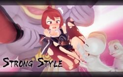 1girls 4boys arezu_(pokemon) carrying clothed_sex female gameplay_mechanics machamp machop male pokemon pokemon_legends:_arceus pokephilia sex torn_clothes witchanon