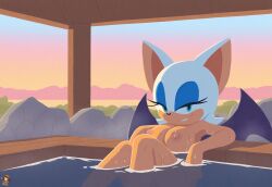 1girls ai_assisted ai_generated anthro anthro_female areolae artist_name artist_signature artist_upload ass bath bathing feet feet_up female hot_spring in_water nipples onsen rouge_the_bat seductive seductive_eyes seductive_look seductive_smile sega self_upload sinandsketch solo solo_female solo_focus sonic_(series) sonic_the_hedgehog_(series) sunset water wings