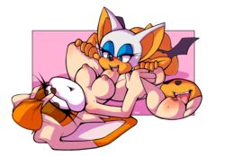 2girls anthro areola ass bat breasts chiropteran cunnilingus devouring_pussy female female/female lagomorph milf misswerehog multiple_girls nipple nude oral orange_hair pussy rabbit rouge_the_bat sega sex sonic_(series) tan_body tan_fur teenage_girl teenager vanilla_the_rabbit white_hair wings yuri