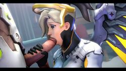 1kmspaint 3d animated blonde_hair blue_eyes cum cum_on_face cumshot erection facial fellatio female genji looking_at_viewer male mercy open_mouth oral overwatch penis pov sound source_filmmaker straight tongue tongue_out video