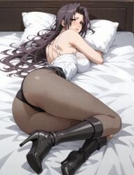 1girls ai_generated amamiya_misako ass black_hair pantyhose solo taboo_charming_mother wife_hub