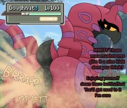 anus ass big_anus big_ass big_butt dominant dominant_male donut_anus fart fart_cloud fart_fetish farting gameplay_mechanics horns itsdafunk looking_back male male_only musk musk_clouds musk_fetish musky_butt onomatopoeia pokemon pokemon_(species) puffy_anus scolipede speaking sweat sweatdrop sweating sweaty sweaty_ass tail