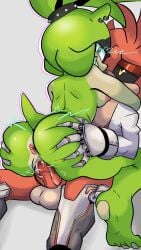 anthro anus ass bodily_fluids breasts character_request cum cum_in_pussy cum_inside curvaceous curvaceous_female curvaceous_figure curvy curvy_figure curvy_hips duo erokuman04 female genital_fluids genitals hi_res human human_on_anthro humanoid_penis idw_publishing looking_at_viewer looking_back male male/female navel navel_piercing nipple_piercing nipples nude penis piercing pubes pussy sega sonic_(series) sonic_the_hedgehog_(comics) sonic_the_hedgehog_(idw) sonic_the_hedgehog_(series) surge_the_tenrec vaginal_penetration