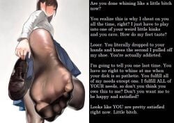 addiction caption cuckold degradation degradation_text femdom foot_fetish goon_caption gooning text