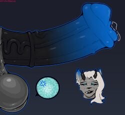 absurd_res angry_sperm animal_genitalia anthro balls big_balls big_penis bodily_fluids dick_pic equine_genitalia felid futanari genital_fluids genitals glowing glowing_eyes glowing_genitalia glowing_penis glowing_sperm_cell gynomorph herm hi_res internal intersex leaking_precum mammal pantherine penis precum riva_(rivetstheblue) saggy_balls side_view smug_face snow_leopard solo vein veiny_penis velvetdraw