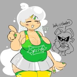 ass hips huge_ass oc original original_character plump skirt sprite_(supersoursoda) supersoursoda tank_top thicc thick thick_thighs thighs white_hair wide_hips