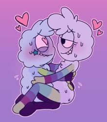 1boy1girl art_trade candynightmare cosmo_(privategyre) delilah_sputnik_(privategyre) digital_media_(artwork) duo female from_front_position heart-shaped_pupils heart_symbol ibispaintx male nimbura not_my_art open_species original sweating