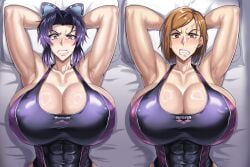 1girls abs athletic athletic_female breasts demon_slayer female huge_breasts jet_puri jujutsu_kaisen kochou_shinobu kugisaki_nobara