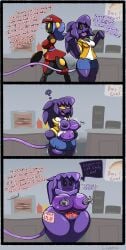 accidental_transformation art_trade chabble comic expansion fizzlit mario_(series) purple_body purple_hair robot robot_girl soda someone_else's_oc transformation transformation_sequence yellow_eyes