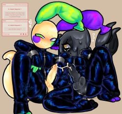 2boys alternate_version_at_source bedboundboy blot_(dandy's_world) colored dandy's_world latex latex_clothing latex_suit looey_(dandy's_world) self_upload shaded tagme