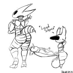 1:1 2025 2_horns anthro aroused arthropod artist_name ass balls big_balls big_penis biped black_text bodily_fluids breasts brother_(lore) brother_and_sister_(lore) duo english_text erection female genital_fluids genitals glans half_brother_(lore) half_sister_(lore) hi_res hollow_knight horn hornet_(hollow_knight) humanoid_genitalia humanoid_penis joku676 looking_at_another male male/female monochrome nude penis precum pussy rear_view sibling_(lore) side_view simple_background sister_(lore) sound_effects standing team_cherry text the_knight_(hollow_knight) vein veiny_penis vessel_(species) white_background