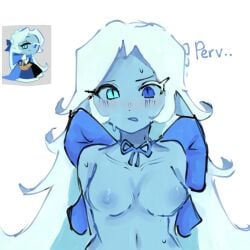 blue_eyes blush breasts breasts_out cookie_run cookie_run_kingdom disguise disguised_male fem femshadow_milk_cookie shadow_milf_cookie shadow_milk_cookie tagme