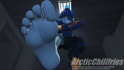 3d arcticchilifries blue_skin dell_spencer feet foot_fetish giant_feet looking_down_at_viewer looming_foot sfm soles toes