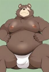 1boy bara bear ben_bigger big_pecs bulge bulge_through_clothing chubby front_view furry jockstrap male male_only mammal mammal_humanoid scar solo takezamurai underwear ursid zenless_zone_zero