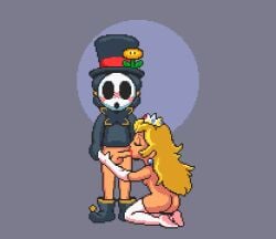 accurate_art_style animated anti_groove blonde_hair blowjob gloves lisnotsfw mario_(series) on_knees pixel_art princess_peach shy_guy socks super_mario_all-stars super_mario_bros.