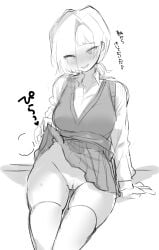 blush cleavage female_only kromer_(limbus_company) limbus_company migishita project_moon pussy skirt_lift tagme translation_request