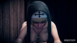 1boy 1boy1girl 1girls 3d 3d_(artwork) 3d_animation animated bare_ass bare_back bare_belly bare_breasts bare_legs doggy_style female_penetrated glory_hole glory_wall honey_select_2 jnr longer_than_one_minute nun nun_outfit religion religious_clothing shorter_than_two_minutes sound standing_doggy_style tagme video