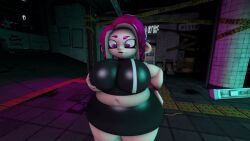 agent_8_(splatoon) animated animated black_topwear body_expansion expansion inflation inflation_fetish nintendo octoling octoling_girl sfm sizablesfm splatoon splatoon_(series) white_skin