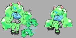 ass big_breasts breasts buttoned_shirt buttons friday_night_funkin friday_night_funkin_mod green_hair hips huge_ass mint_(supersoursoda) oc original original_character plump skirt slime supersoursoda thick thick_thighs thighs wide_hips