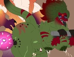 absurd_res anthro areola ass big_areola big_breasts big_butt black_body black_sclera black_tongue blue_eyes blush bodily_fluids breasts colored_nails cum dragon duo elemental_creature female flora_fauna fluffy fluffy_hair fur genital_fluids green_body green_hair hair hi_res huge_areola impregnation lactating male male/female markings mchloe_(zortrex) multicolored_body multicolored_hair muscular muscular_anthro muscular_female muscular_male mythological_creature mythological_scalie mythology nails open_mouth orange_body orange_fur plant pregnant pregnant_female pregnant_sex purple_body red_hair red_markings red_nails scalie scar sex sharp_teeth spikes spikes_(anatomy) superfetation teeth thick_thighs tongue two_tone_hair vaginal_fluids white_body wide_hips zortrex