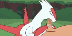 2:1 2d_animation ahatas ambiguous_gender ambiguous_penetrated animated bodily_fluids closed_eyes duo fellatio female_(lore) feral frame_by_frame generation_3_pokemon genitals grass holding_penis human human_penetrating_ambiguous interspecies latias legendary_pokemon loop male male/ambiguous male_penetrating male_penetrating_ambiguous mammal multicolored_body nintendo oral outside penetration penile penile_penetration penis plant pokemon pokemon_(species) pokephilia red_body saliva saliva_on_penis sex short_playtime shrub solo_focus tree two_tone_body white_body