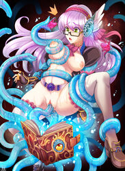 age_of_ishtaria anal arm_guards belt book book_tentacles bow breast_grab clitoris double_penetration female fingerless_gloves glasses gloves green_eyes hair_ornament hairband hmage lavender_hair long_hair magic oisin open_mouth pussy restrained_by_tentacles saliva spell_gone_wrong surprised suspended_via_tentacles tentacle tentacle_around_breast tentacle_around_waist tentacle_in_ass tentacle_in_pussy tentacle_summoning tentacles_around_ankles tentacles_around_arms tentacles_around_legs thighhighs torn_clothes vaginal_penetration