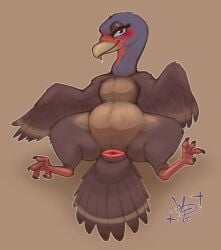 2025 4_toes absurd_res animal_genitalia anisodactyl avian beak bedroom_eyes belly big_belly bird blush bodily_fluids brown_background cere_(anatomy) claws cloaca cloaca_juice cloaca_juice_drip drooling feathered_wings feathers feet female female_feral feral full-length_portrait galliform genital_fluids genitals green_eyes hi_res horizontal_cloaca long_neck looking_at_viewer lying narrowed_eyes on_back outline phasianid portrait presenting presenting_cloaca saliva seductive simple_background spread_legs spreading tail tail_feathers tan_beak thick_thighs toes tongue tongue_out turkey white_outline wings wolps