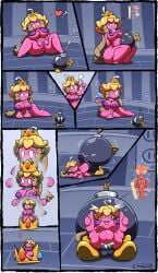 after_transformation black_body blonde_hair bob-omb bob-omb_girl bomb chabble comic crying crying_with_eyes_open mario_(series) mini_mushroom no_text princess_peach sex shrink shrinking simple_background stomach_bulge super_mario_bros. tagme transformation_sequence white_eyes wind_up_mechanism