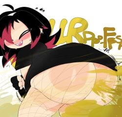 big_ass fart farting farting_at_viewer fishnet_legwear fishnet_stockings fishnets goth nene_(newgrounds) newgrounds novacartridge_(artist) sharp_teeth thick_ass