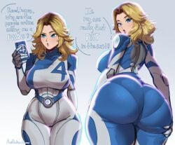 1girls 2d 2d_(artwork) aestheticc-meme ass_focus ass_grab back_view big_ass big_breasts big_butt blonde_hair blue_eyes bodysuit breasts bubble_ass bubble_butt cropped cropped_image curvaceous curvy curvy_body curvy_female curvy_figure dat_ass dialogue earrings edit edited edited_art fantastic_four female front_view huge_ass huge_breasts huge_butt invisible_woman invisible_woman_(marvel_rivals) large_ass large_breasts large_butt lipstick looking_at_ass looking_at_own_butt looking_back marvel marvel_comics marvel_rivals milf pantylines pawg smartphone sue_richards sue_storm text thick_ass thick_thighs voluptuous_female wide_hips